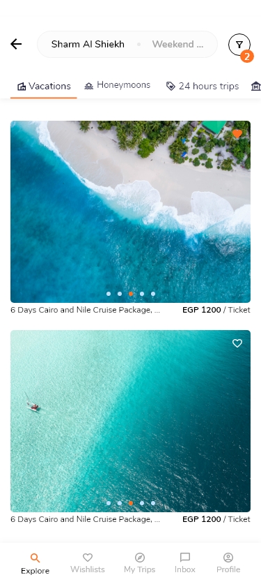 Search for trips and filter